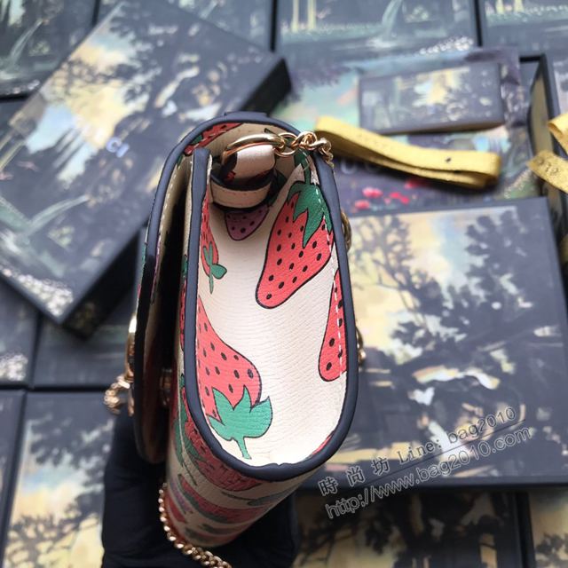 Gucci包 古馳女包 564718草莓全皮 2019新款高端品質迷你鏈條包  gudj1185